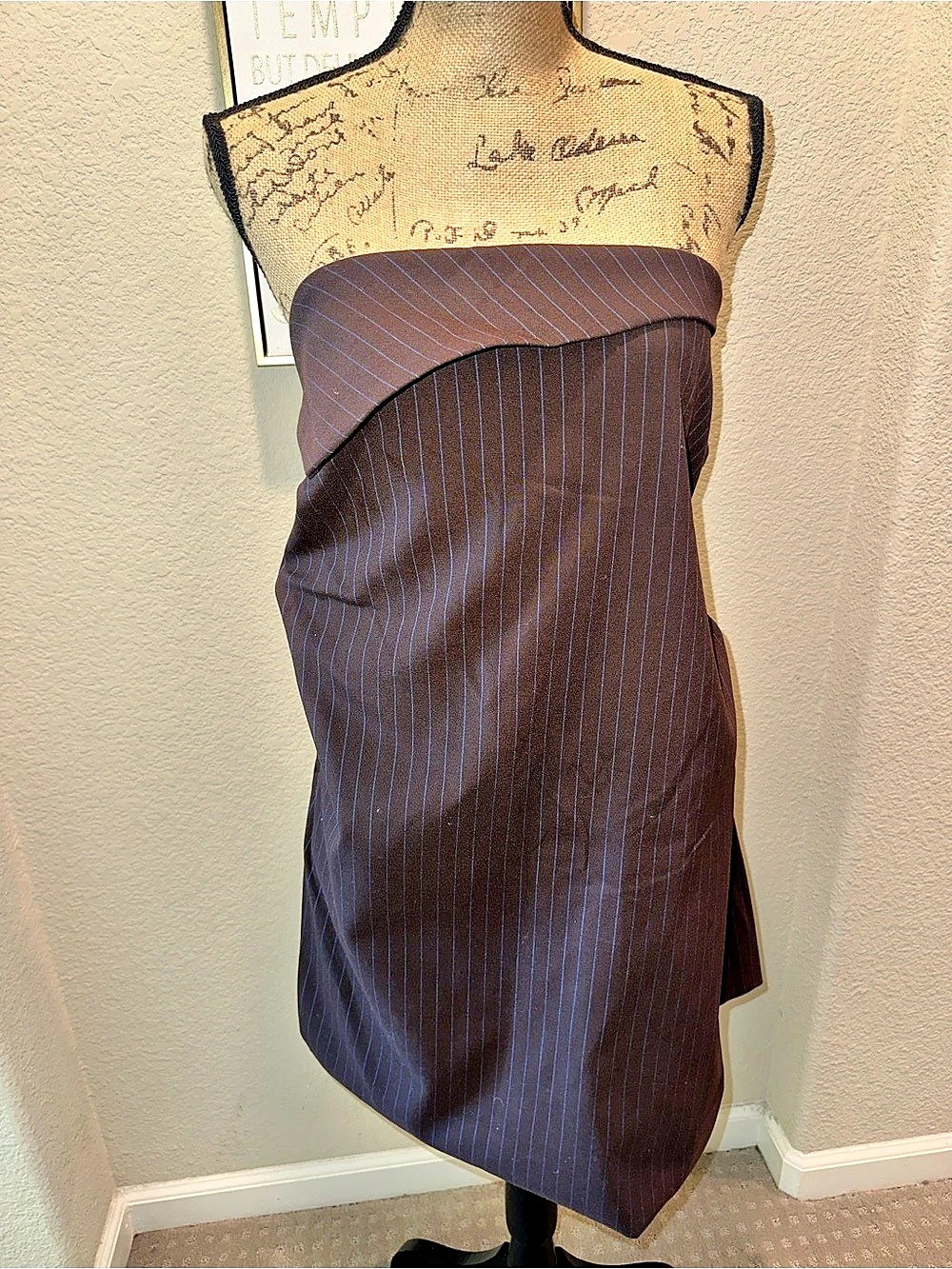 Zara Pinstripe Strapless Dress Mini Brown & Blue XL NWT